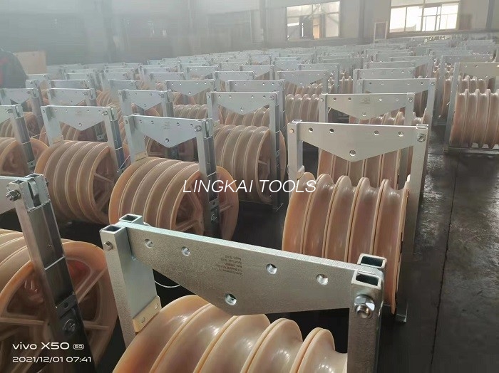 508 X 75 mm tre skiver transmissionslinje Mc Nylon leder streng pilotblok