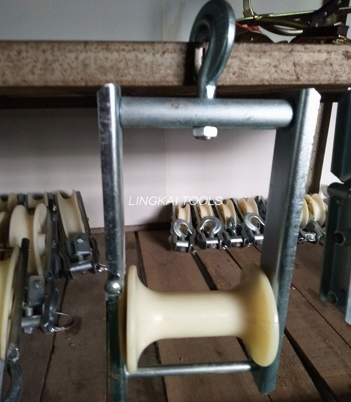 Nylonrulle-antennekabelleder strengblokke 5 KN galvaniseret ramme