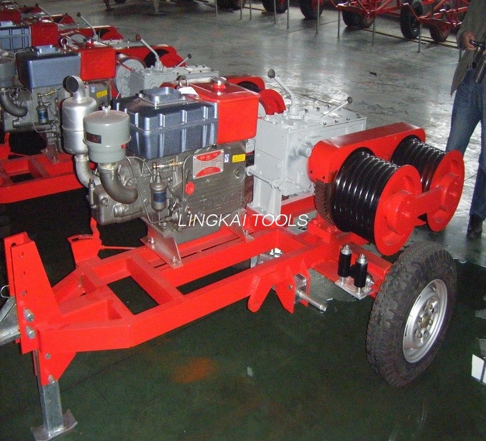 Honda Engine 5 Tons Dobbelt Capstan Winch Kabeltrækmaskine til Power Construction