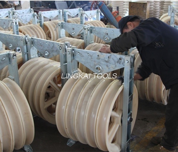MC Nylon Wheels Opgw Wire Stringing Remley Block med galvaniseret stålramme